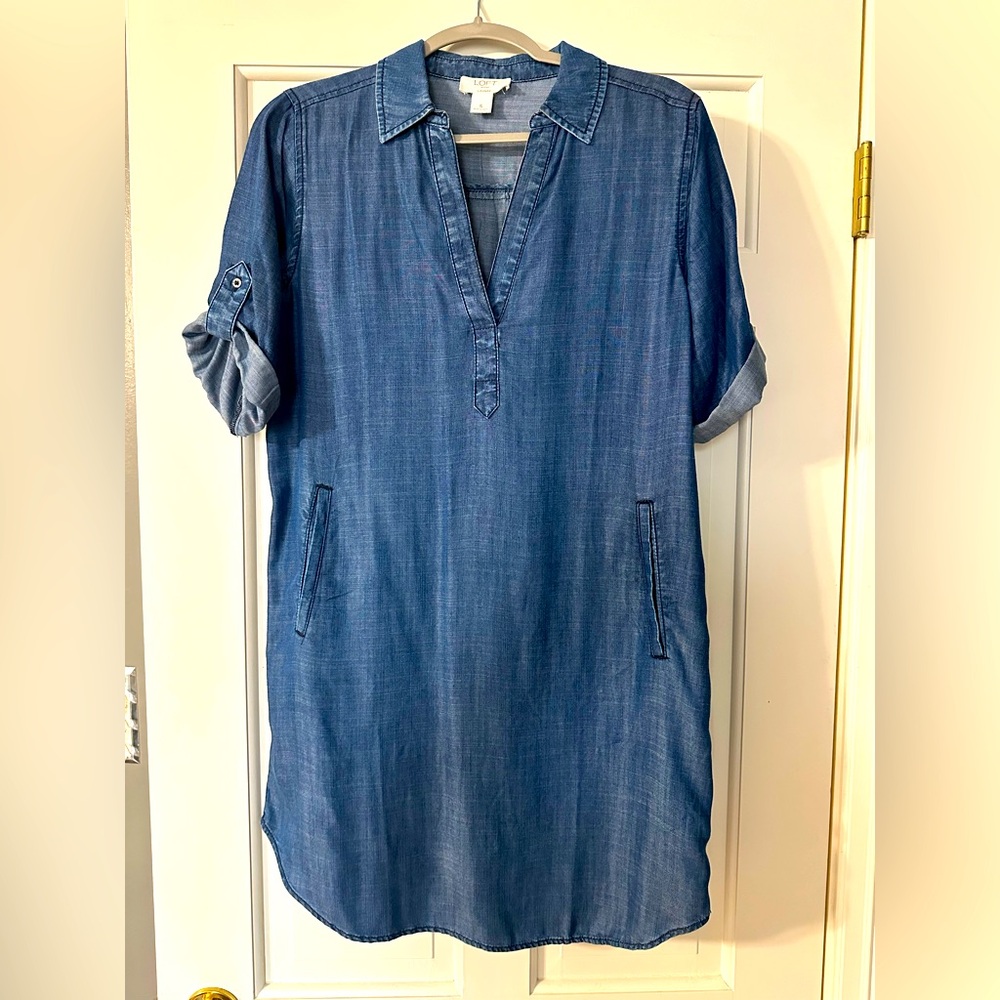 Loft Lyocell Chambray Denim Dress
